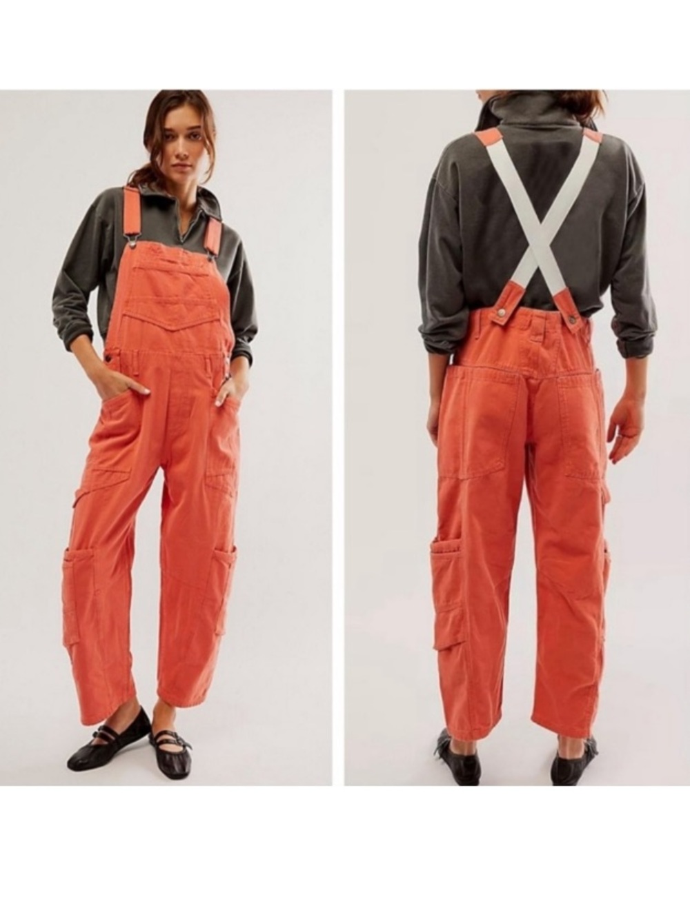 Free People Rayna Carpenter Overalls Sz XL